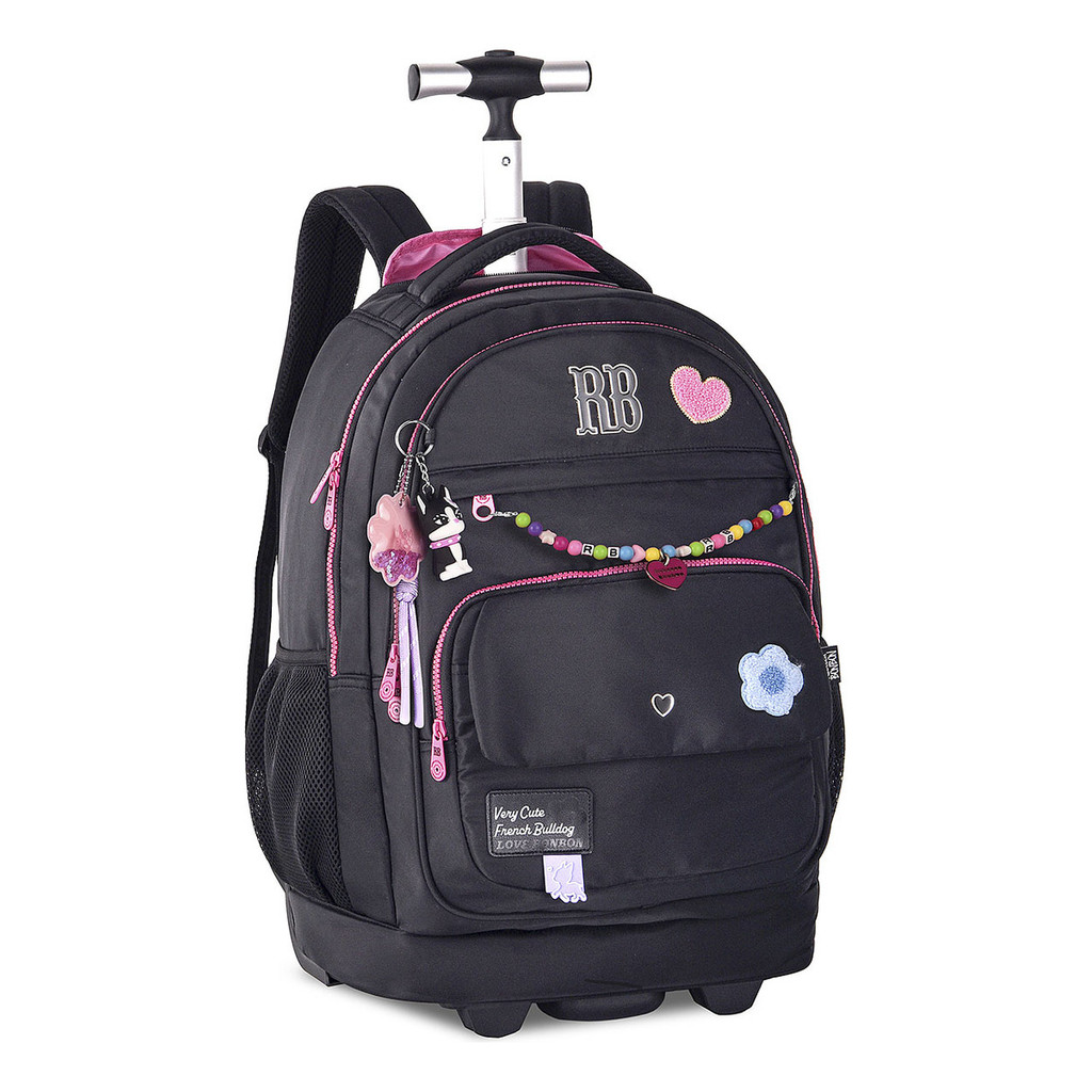 Mochila Rebecca Bonbon Rodinha Escolar Rb Carrinho Costa Cor Preto