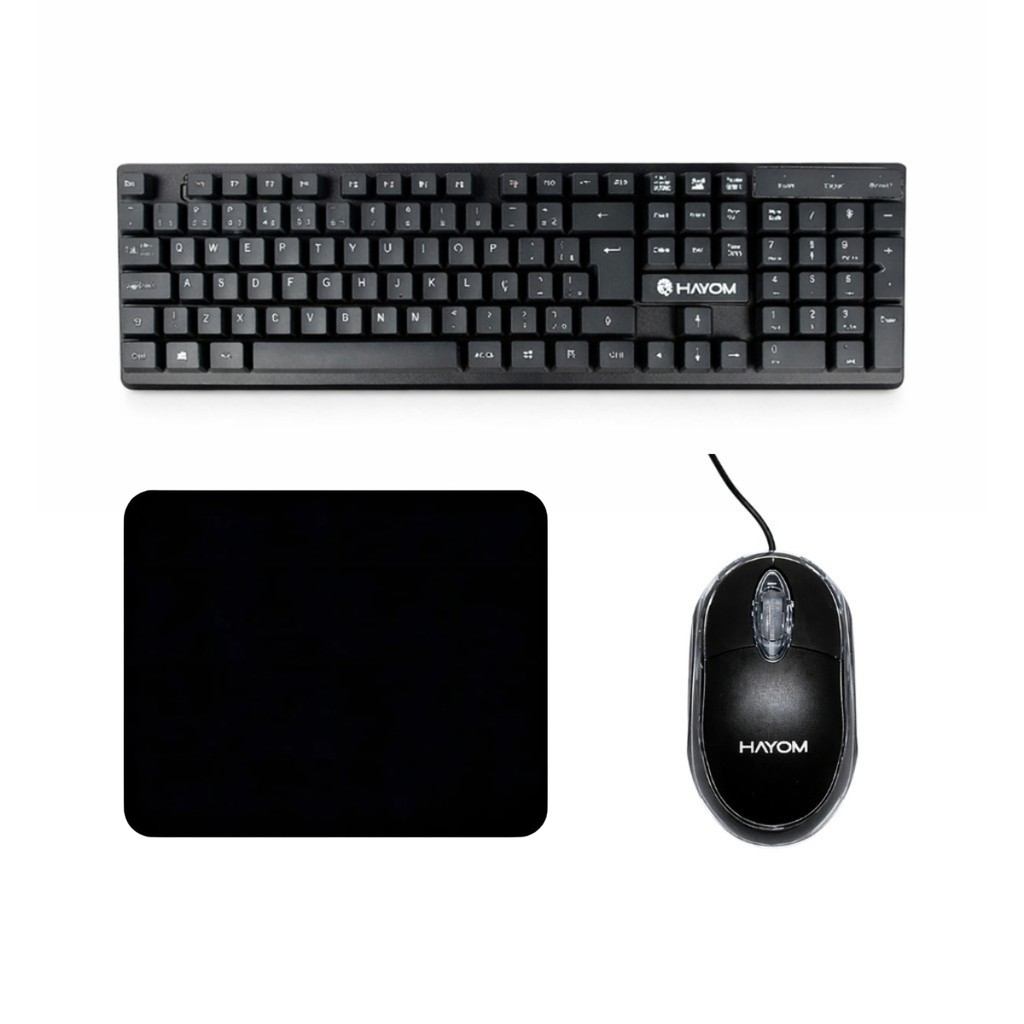 Kit Teclado mouse mousepad office com fio usb pc notebook Plug and Play ABNT2 computador barato garantia em Oferta na Shopee