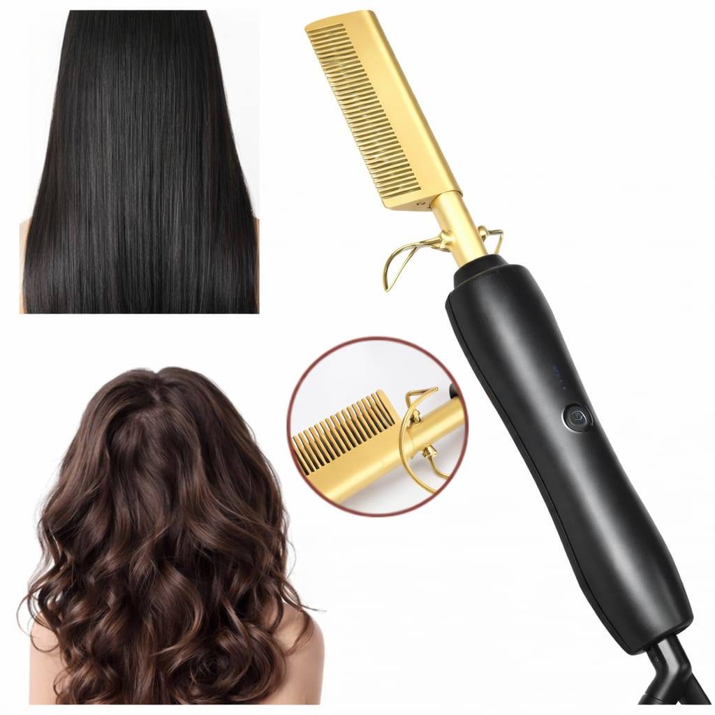 Pente Alisador Eletrico Modelador Cabelo Rapido Milimetrico Uso Profissional Domestico Bivolt
