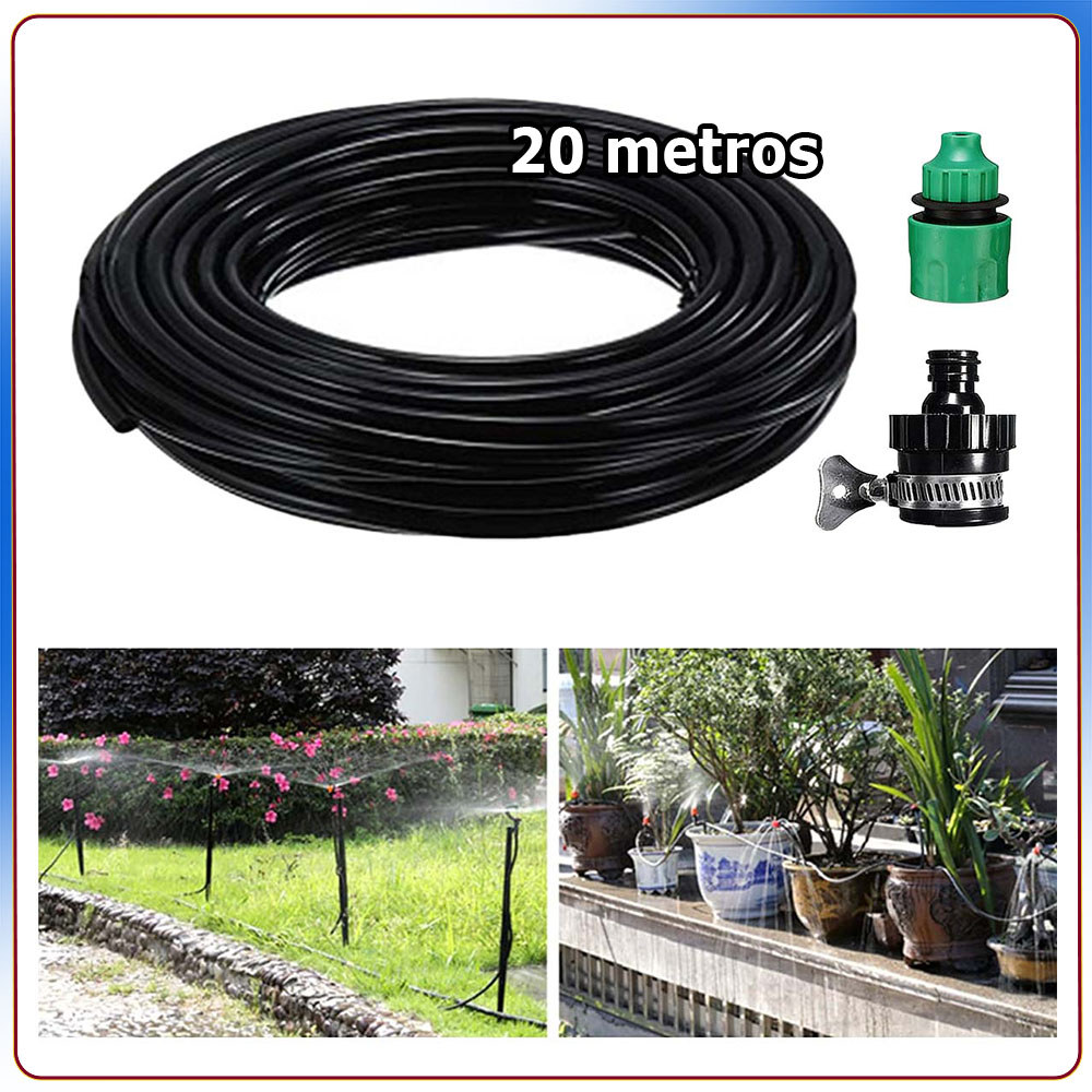 20m Tubo de irrigação por gotejamento de 1/4 de polegada mangueira de irrigação com conector universal conector lateral