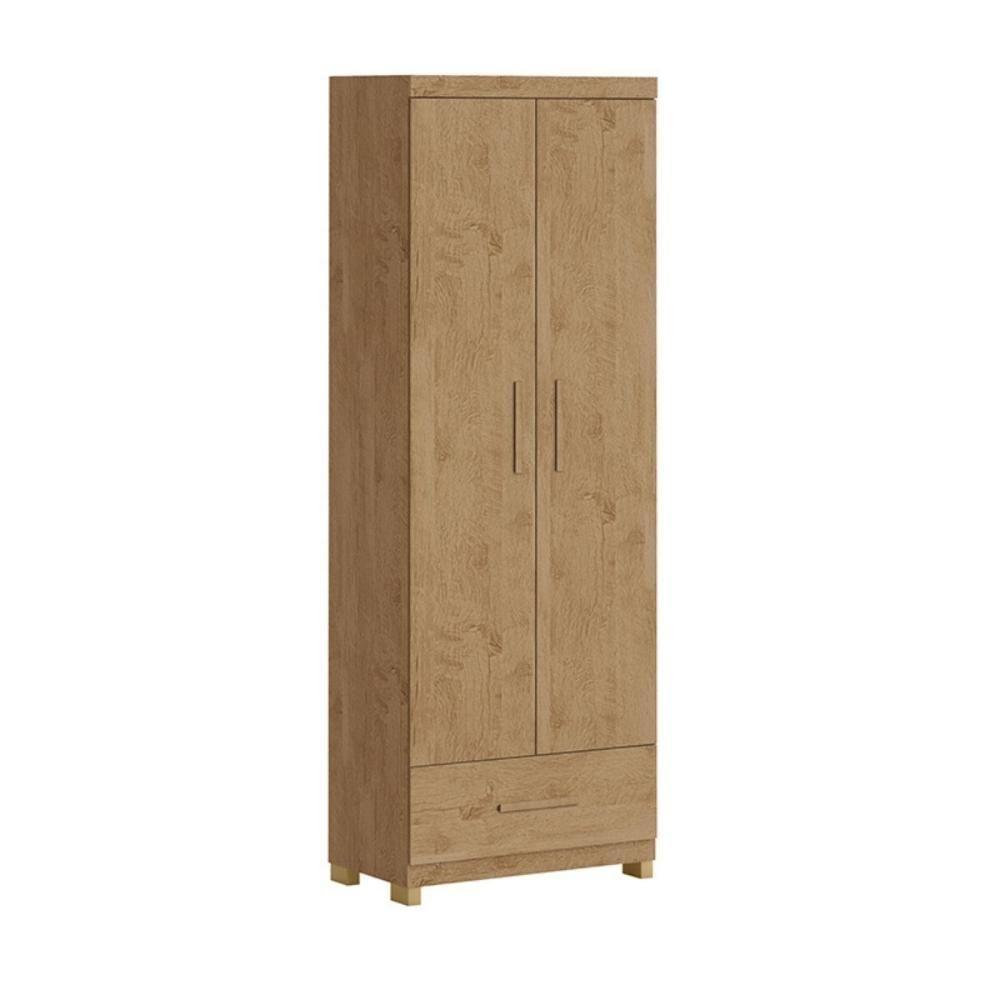 Guarda Roupa Guarda-roupa França 2 Portas dobradiças metálicas 1 Gaveta Amêndoa