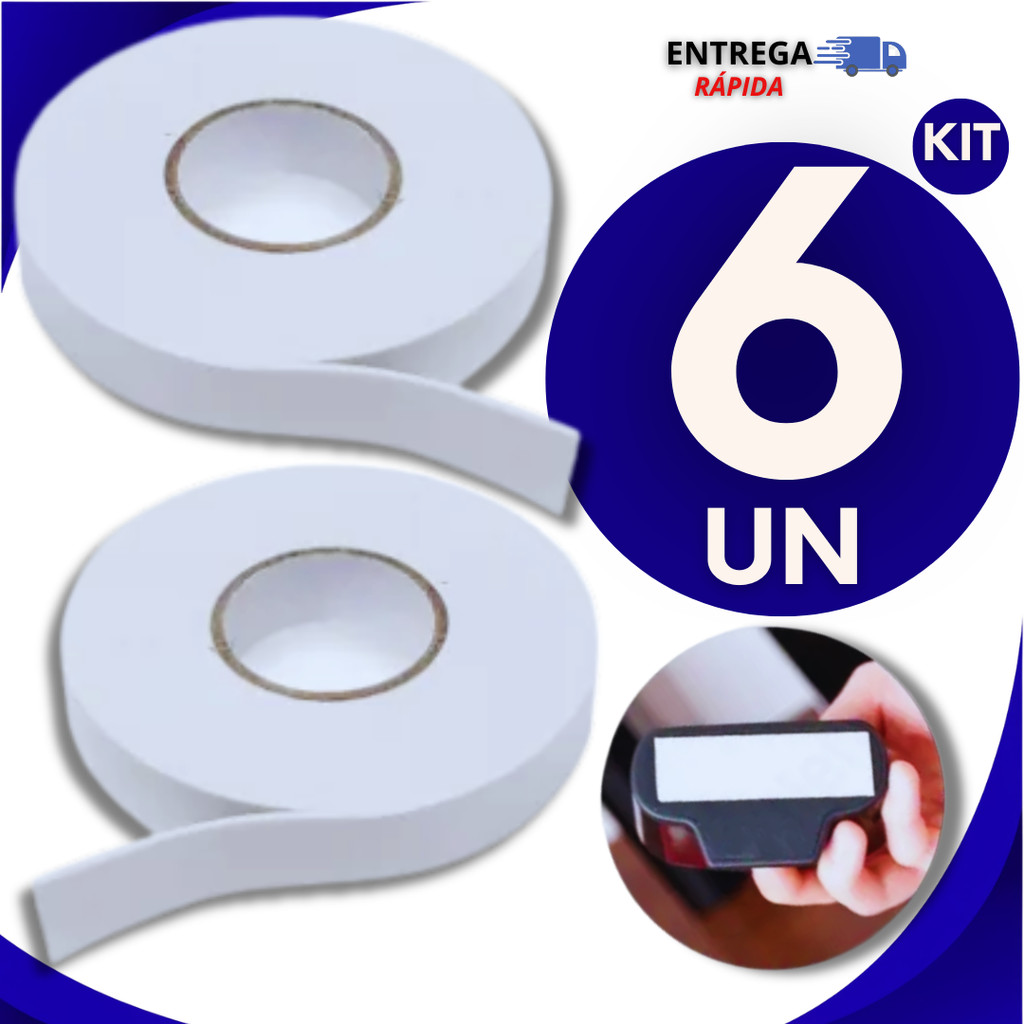 06 Fitas Adesiva Espuma Dupla Face Resistente Branca Extra Forte  Fixação Ferro Parede Utilidades Fita