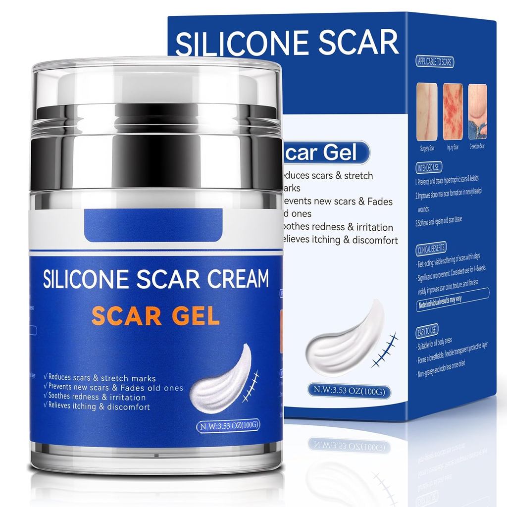 Gel Creme para Cicatrizes de Silicone - [3.53 oz / 100g] Pacote Econômico Jumbo - Gel Avançado para Cicatrizes Antigas e