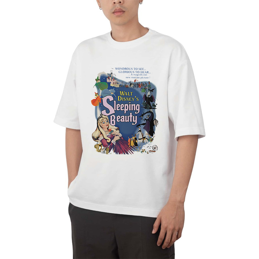 2026 Camiseta Masculino Oversized Walt Disney's Sleeping Beauty Personagens Princesa Dragão Bruxa Streetwear Casual