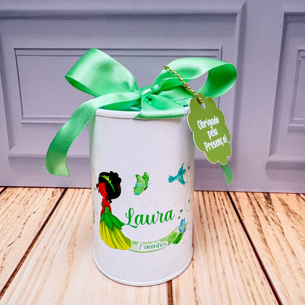 Cofrinho Personalizado Princesa Tiana Baby - Princesa e o sapo  - 10x6cm Lembrancinha Festa Infantil Aniversário