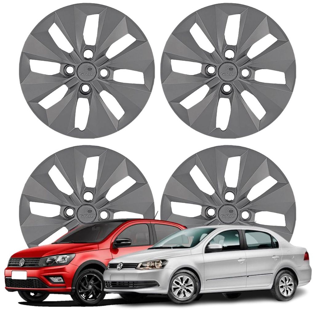 Jogo Calota Aro 14 VW Gol Voyage 2013 Cubo Alto Grafite