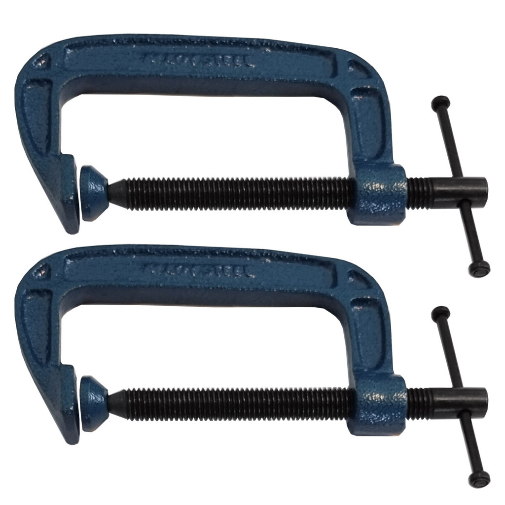 Kit com 2 Grampos Sargento de Fixação 100mm Tipo C 4 Polegadas para Marceneiro Eda Profissional