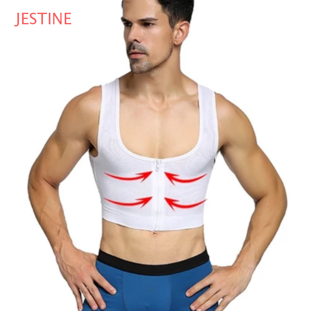 JESTINE Shaping Roupa Íntima Justa , Modelador De Peito Masculino Sem Mangas , Retração No