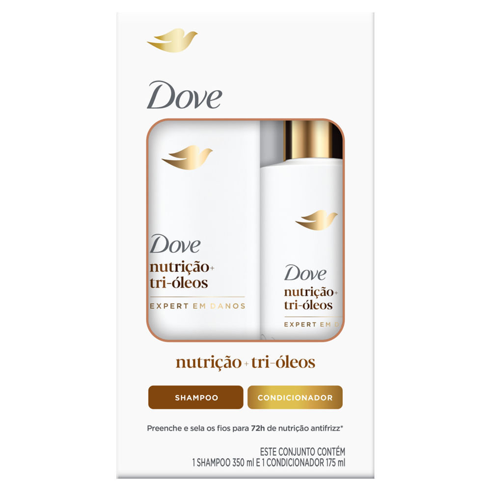Kit Dove Nutrição + Tri-Óleos Shampoo 350ml + Condicionador 175ml em Oferta na Shopee