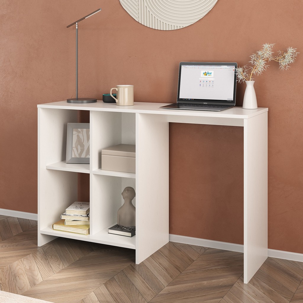 Escrivaninha Mesa Computador Notebook Home Office Nichos Matrix II Artely Branco