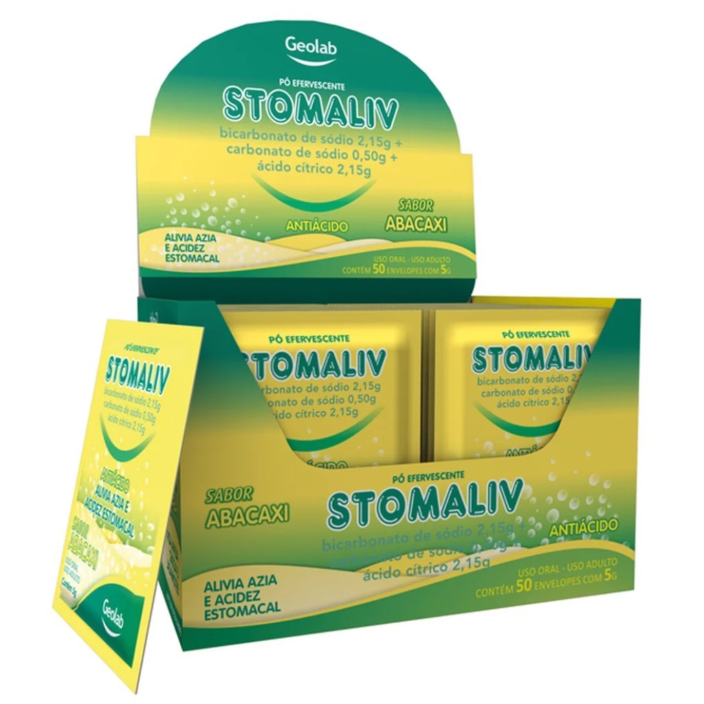 Stomaliv Caixa com 50 Sachês Sabor Abacaxi – Bem-Estar Após as Refeições