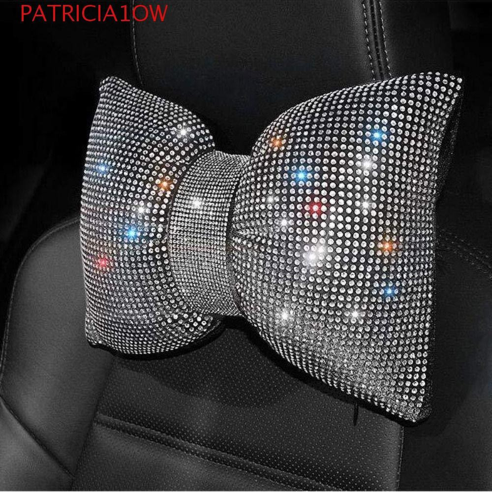 PATRICIA1OW Encosto De Cabeça De Carro Com Laço De Cristal , Travesseiro De Pescoço Brilhante De Strass , Protetor