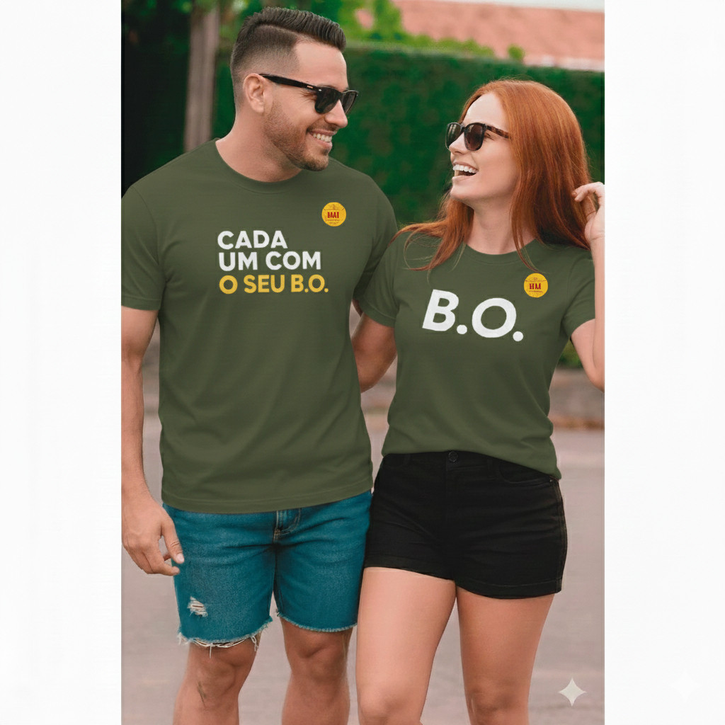 Kit Casal Carnaval Engraçado camiseta "Cada Um Com Seu B.O" em Oferta na Shopee