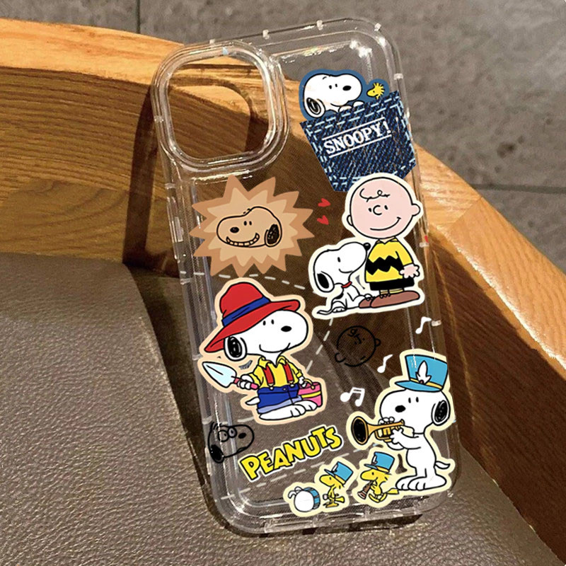 Snoopy Capinha Capa Transparente Anti-impacto Gatinho Para iPhone xr xs 13 11 7/8 12 14 15 16 17 plus air pro max em Oferta na Shopee