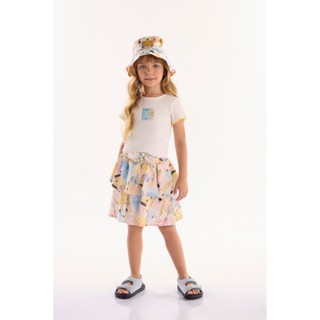 Conjunto Infantil para Menina com Cropped e Saia Aumigo Três e Já em Oferta na Shopee