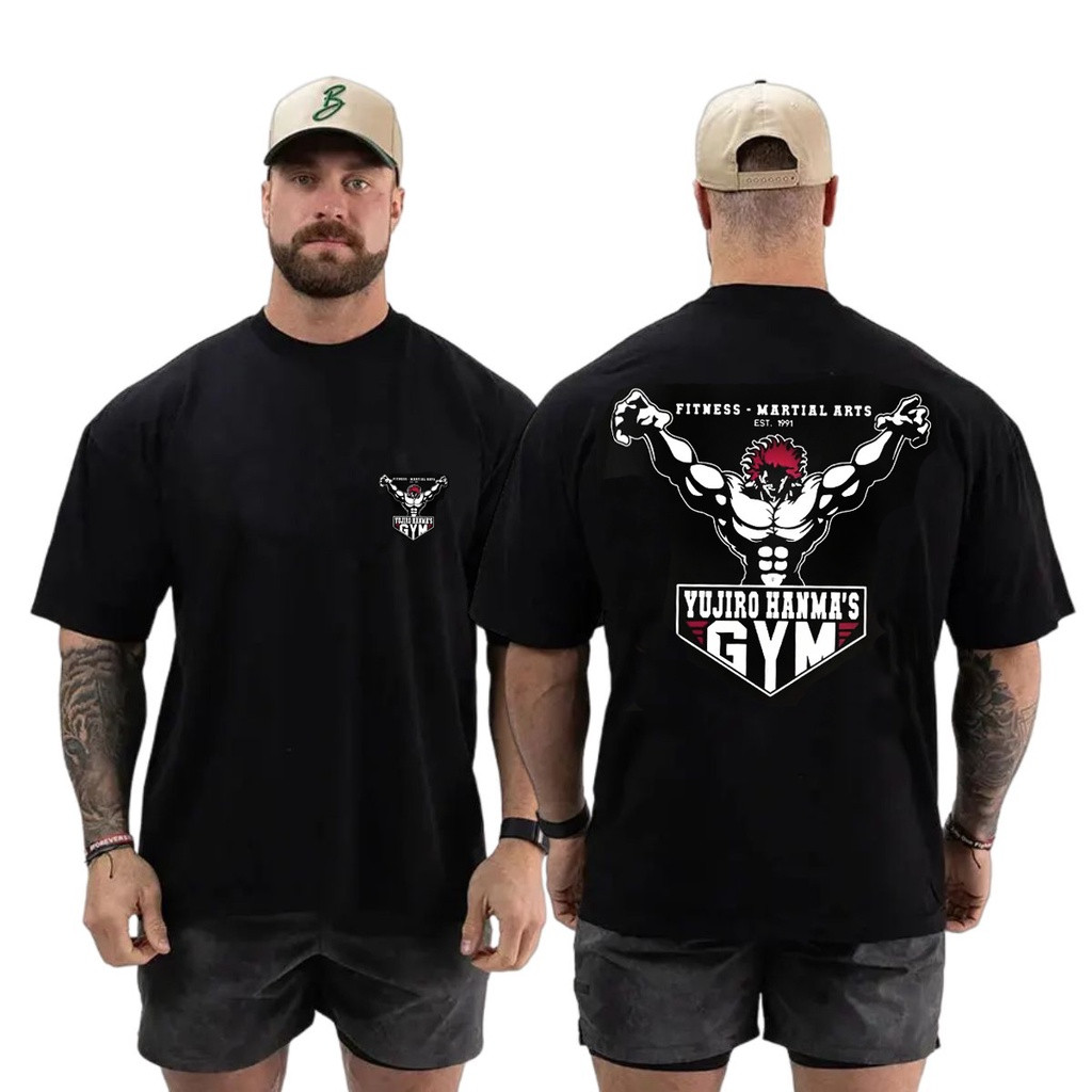[Camiseta Premium em Algodão Puro]GXG Camiseta Oversized Academia Anime Japonês Estampada Yujiro Baki Hanma Maromba Fitn