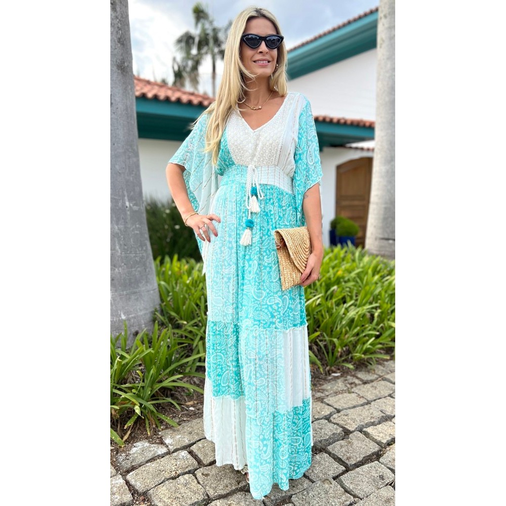 Vestido Boho Aria Turquesa