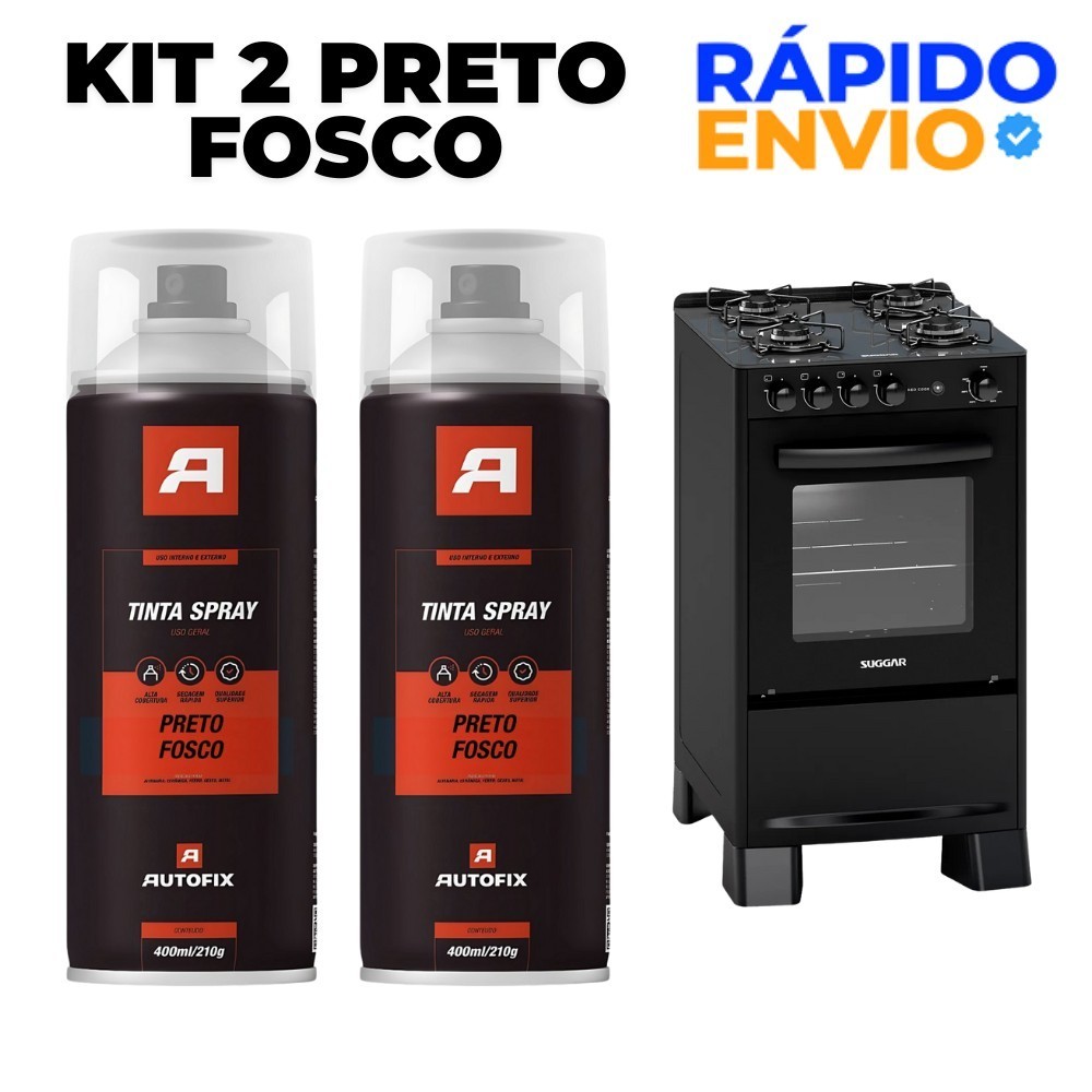 Kit 2 Tinta Spray Uso Geral 400ml - Preto Fosco  Imperdível em Oferta na Shopee