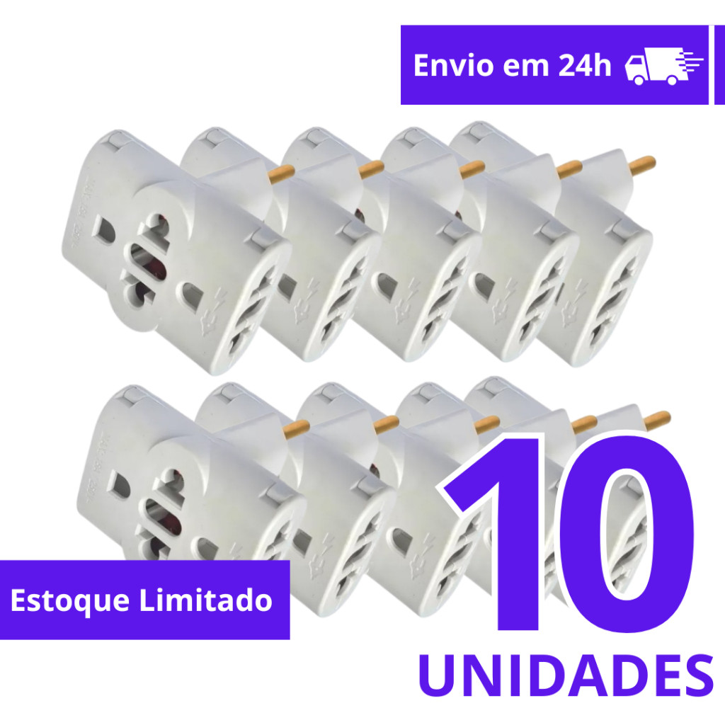 Adaptador de Tomada Benjamin T 10A/20A Pino grosso fino eletrodomesticos air fryer secador Maciço Resistente