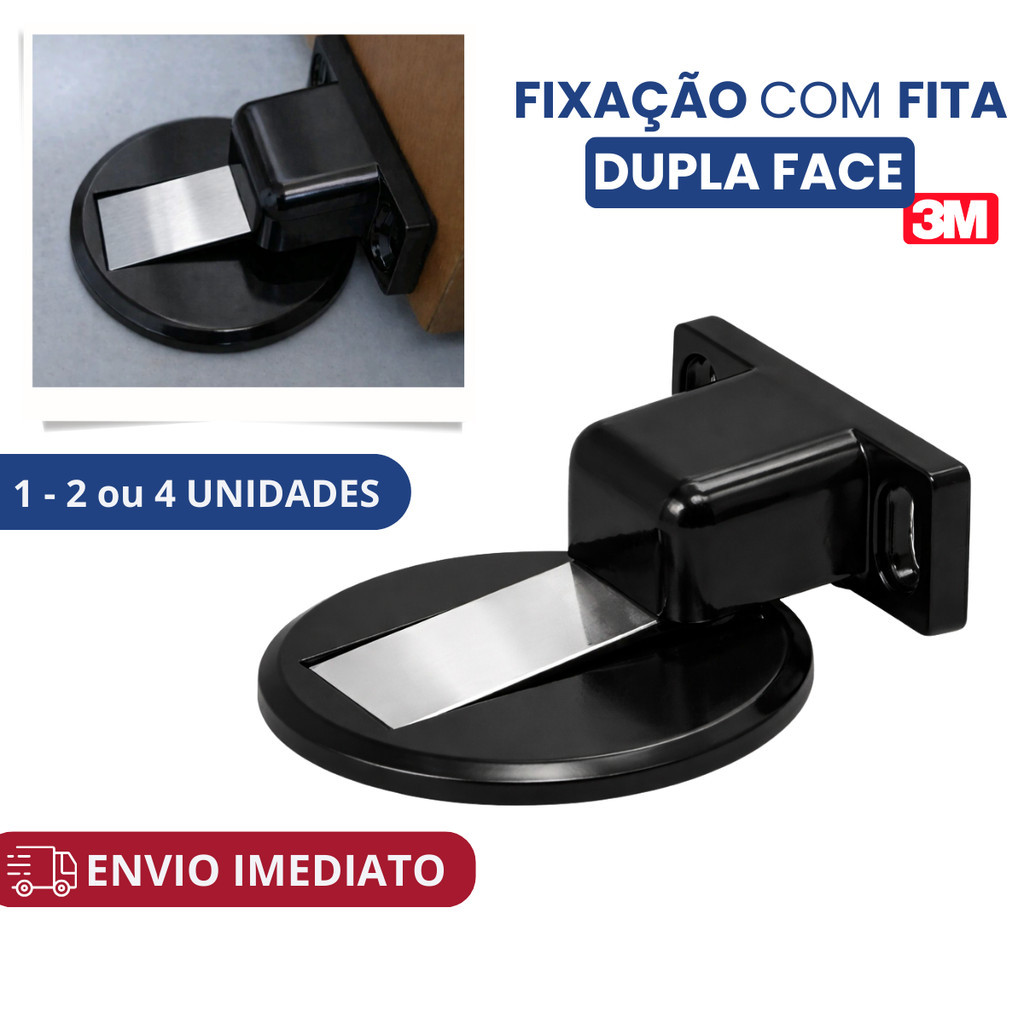 Prendedor Trava de Porta Magnético Slim Preto