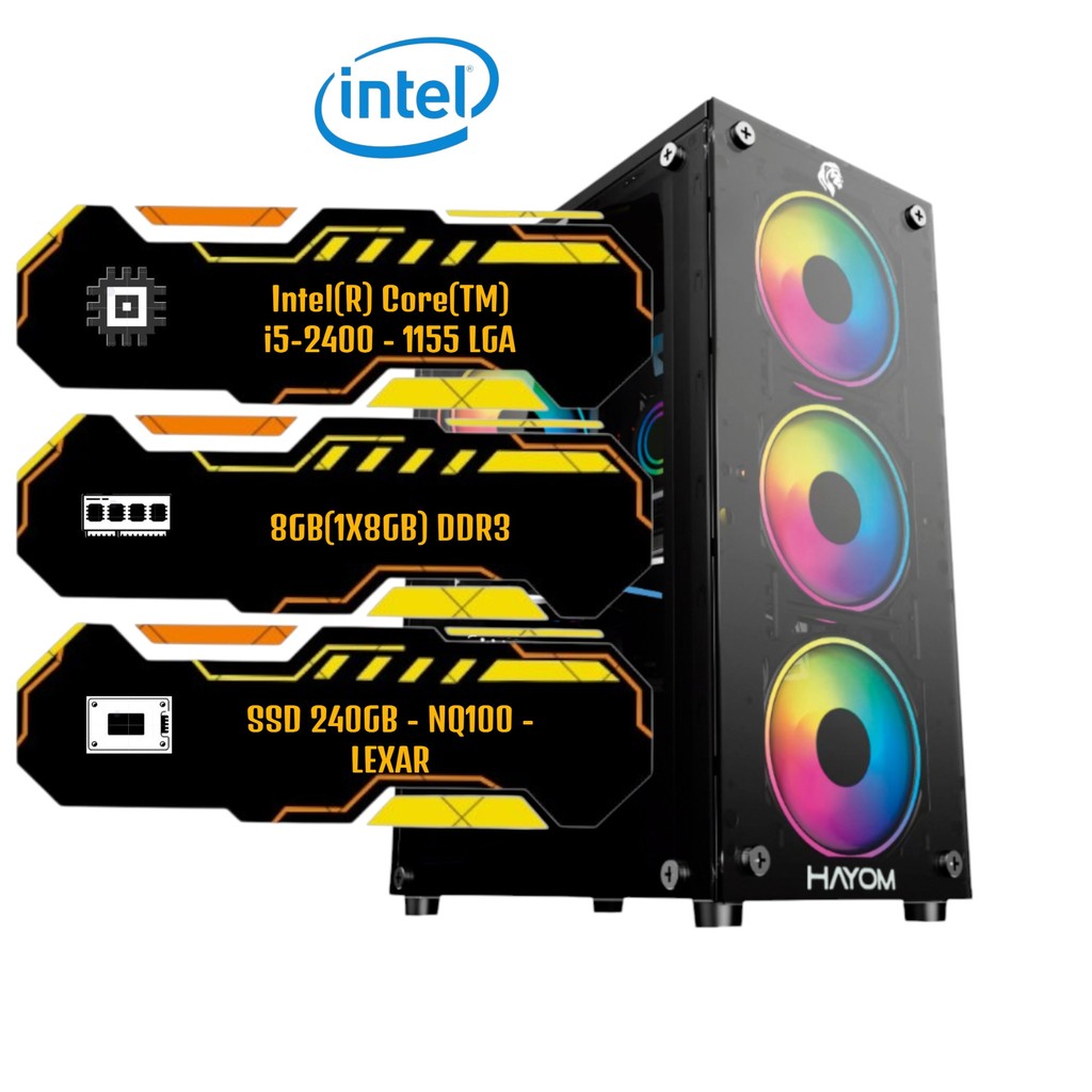 Computador gamer - Intel i5 - 240GB - 8GB ram - Gabinete Gamer HAYOM GB1749