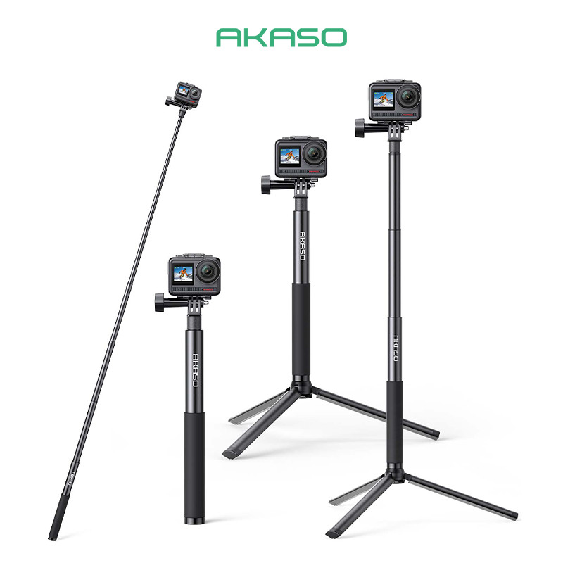 Haste para Selfies AKASO 1.2m com Tripé 19cm - Acessório para Câmera de Ação EK7000, Brave 7, V50X