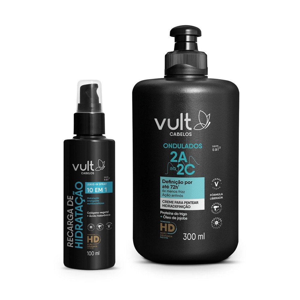 Kit Vult Cabelos Day After: Creme Pentear Ondulados 300ml + Leave-In Spray 10 em 1 100ml