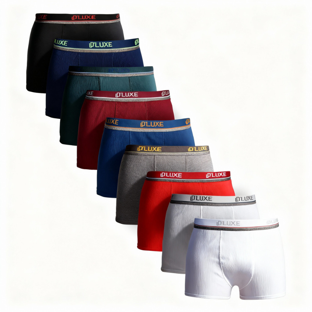 Kit 7 Cueca Boxer Box Algodão Masculino Adulto Conforto Cuecas D'luxe