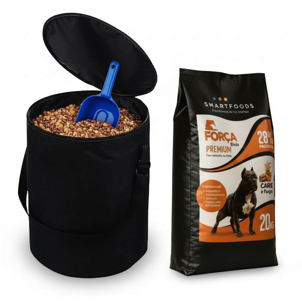 Kit Ração Força Bruta 20kg + Container para Ração até 25kg + Pá de Brinde