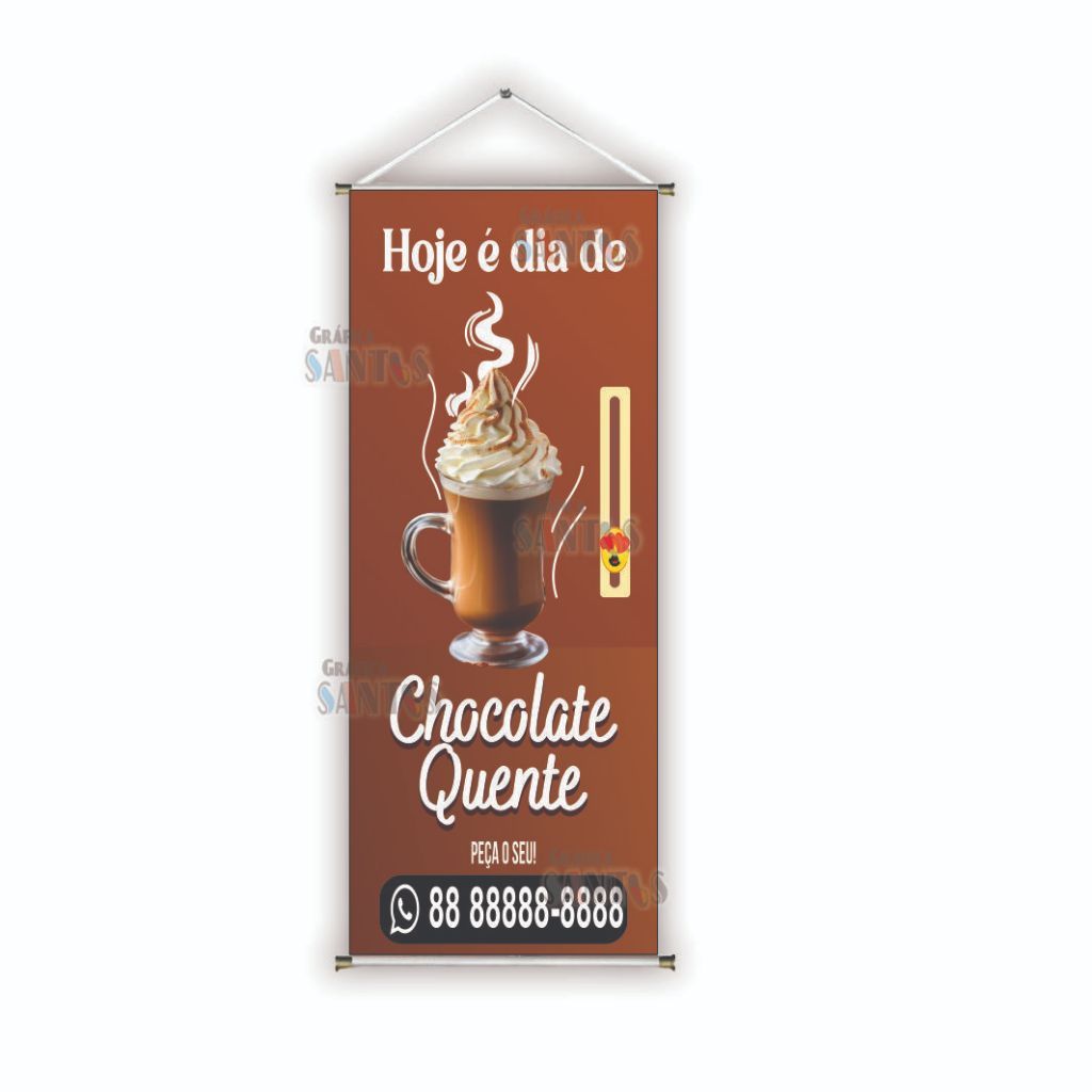 Faixa de banner pronto, tema: (CHOCOLATE QUENTE)  FAA 548  (obs. NÃO HÁ POSSIBILIDADE DE ALTERAÇAO NA ARTE)