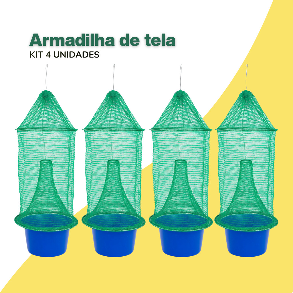 Kit 4 Armadilhas Pega Mosca Tela Captura de Mosca Natural, Anti moscas Papa Mosca Não Tóxica