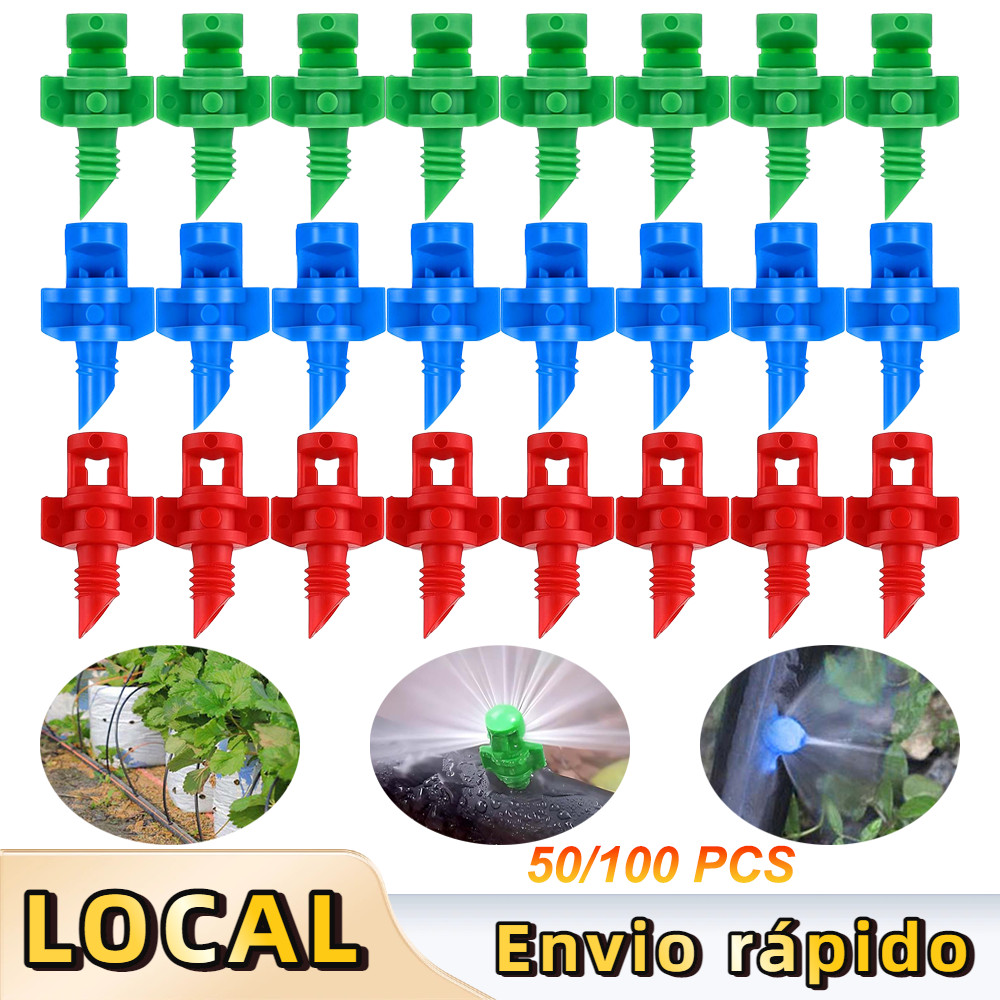 50/100 peças Micro Aspersor de Irrigação Spray Jet Estático,para Jardim Horta Plantações Canteiro Plantas,90°/180°/360°