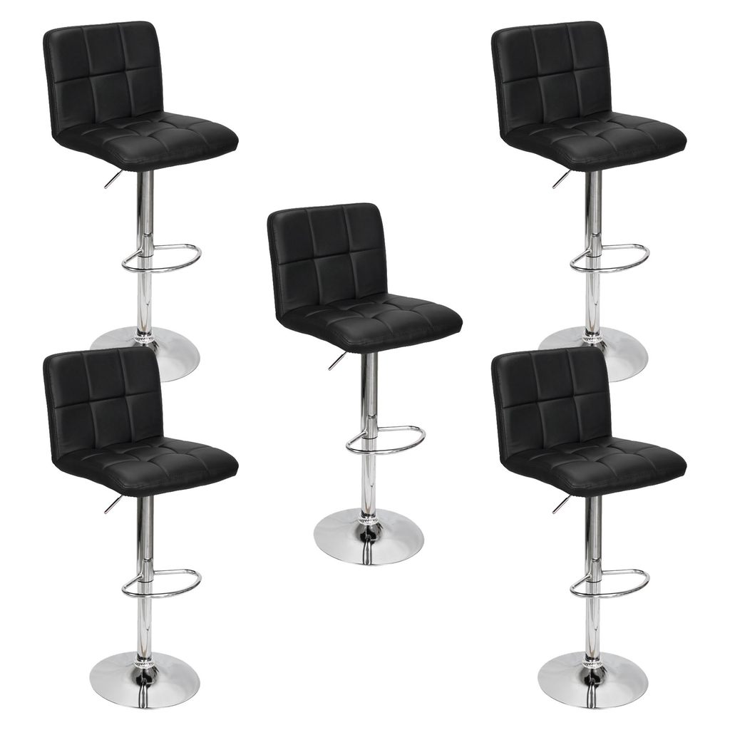 Kit 5 Banquetas Confort Gomos Estofada Couro Giratória c/ Regulagem