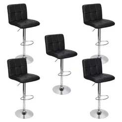 Kit 5 Banquetas Confort Gomos Estofada Couro Giratória c/ Regulagem