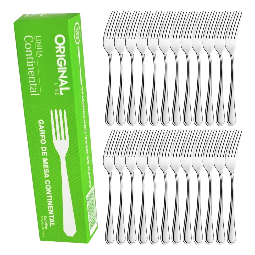 Jogo De Garfo Para Buffet Com 24 Peças Em Aço Inox Linha Continental