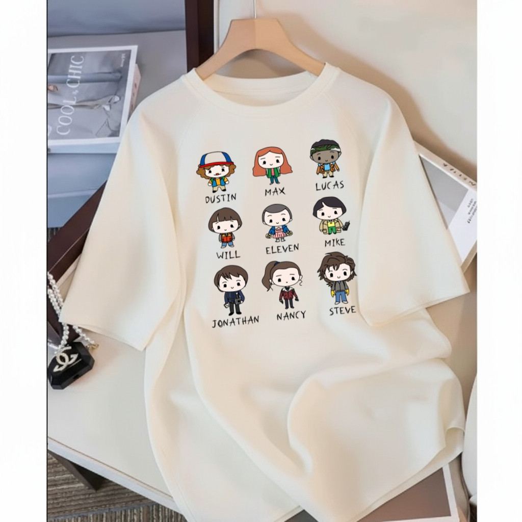 Camiseta Unissex Stranger Algodão Premium Estampada Personagem Série Moda Streetwear Envio Imediato