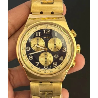 Relogio Masculino Swatch Irony Dourado & Prata Com Caixa em Oferta na Shopee
