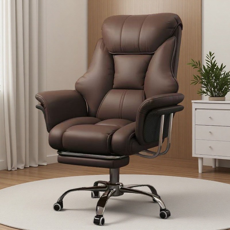 Cadeira de escritório de couro Ultra larga, cadeira de computador, sofá com Pedal retrátil, sedentário, não cansado