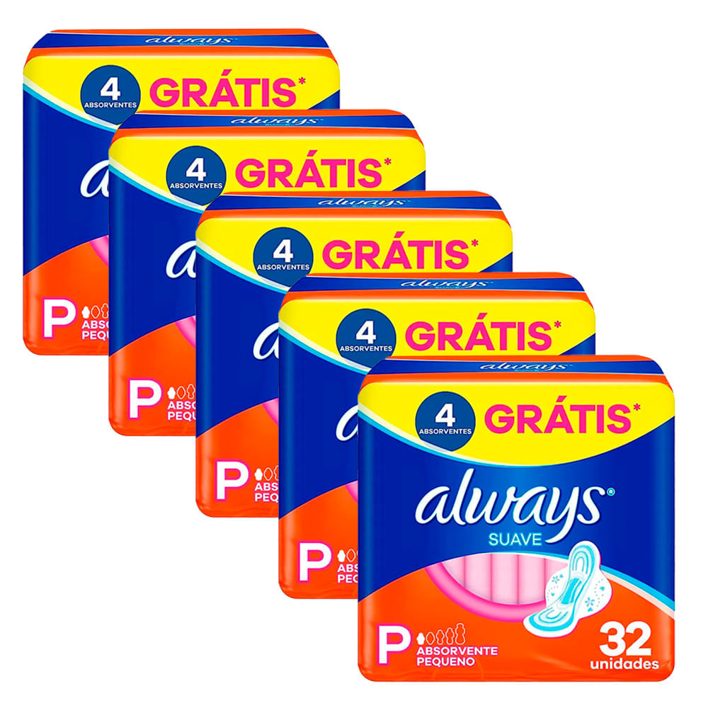 Kit 5 Absorvente Always Super Proteção Cobertura Suave - 160 Unidades em Oferta na Shopee