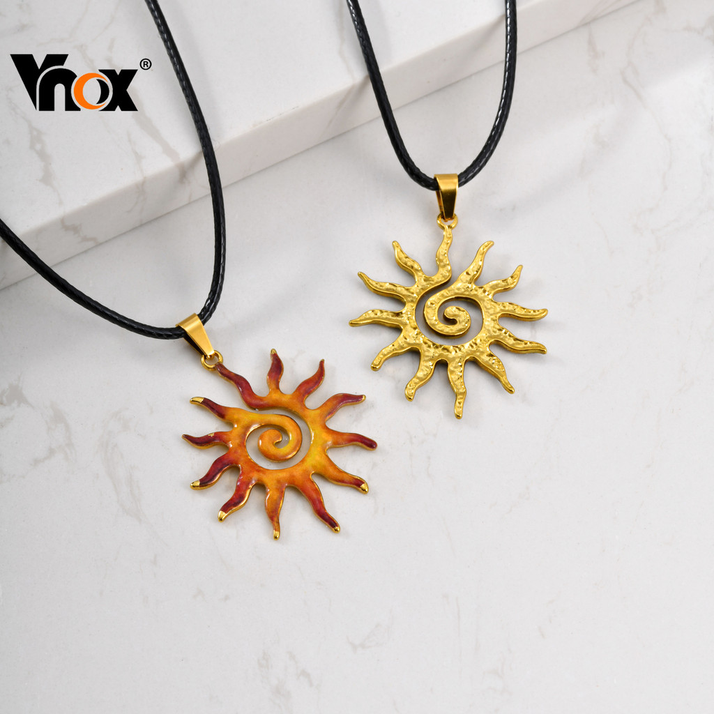 Colar Com Pingente De Sol Em Espiral Vnox Para Homens E Mulheres , Banhado A Ouro 18K , Hipoalergênico , Uso Diário , Id em Oferta na Shopee