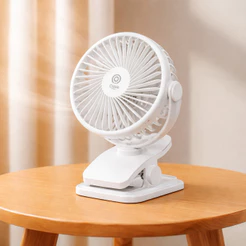 Ventilador Portátil Clip para Mesa Recarregável 3 Velocidades Silencioso Compacto
