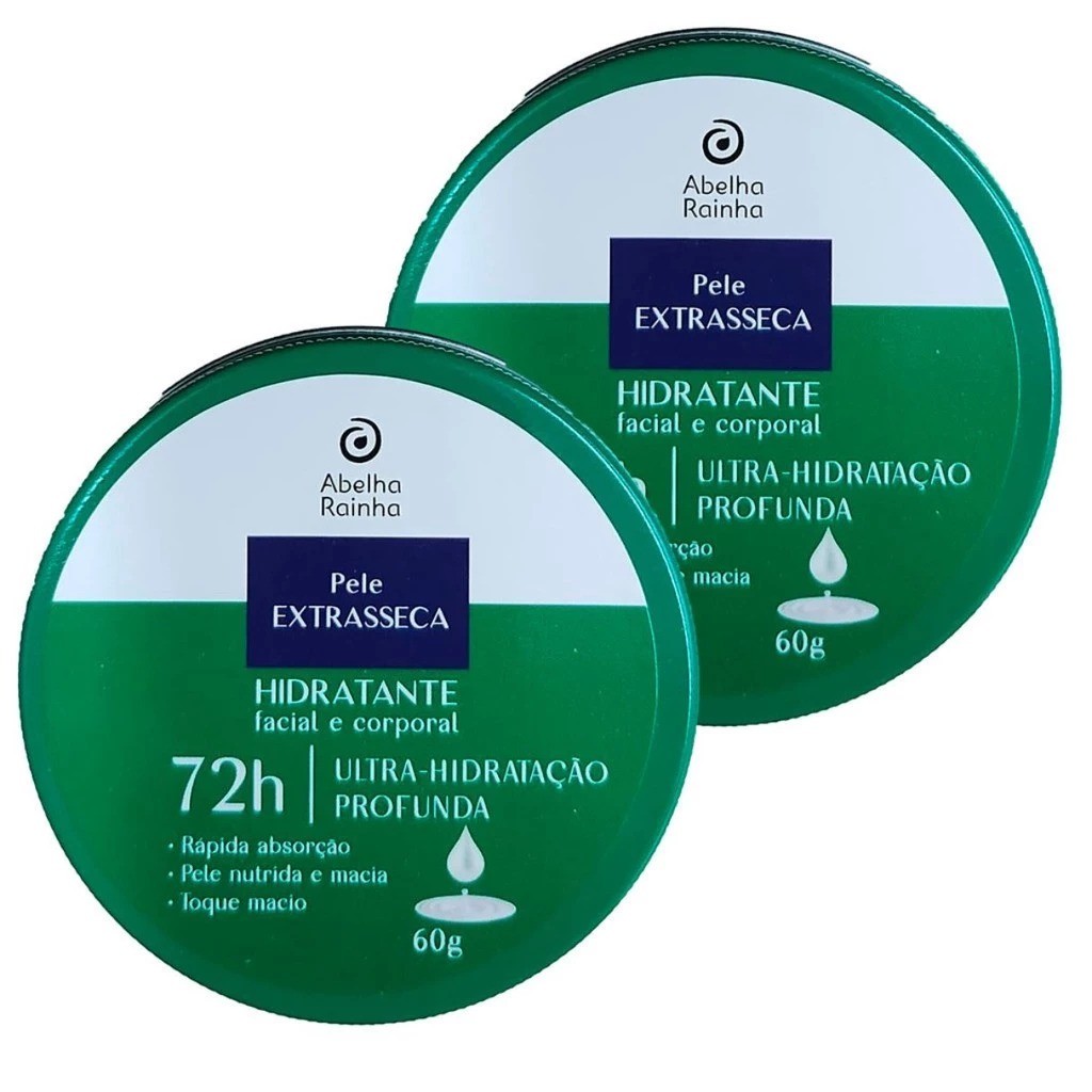 Kit 2 Creme Hidratante Facial e Corporal Pele Extrasseca Lata 60g - Abelha Rainha Ultra Hidratação
