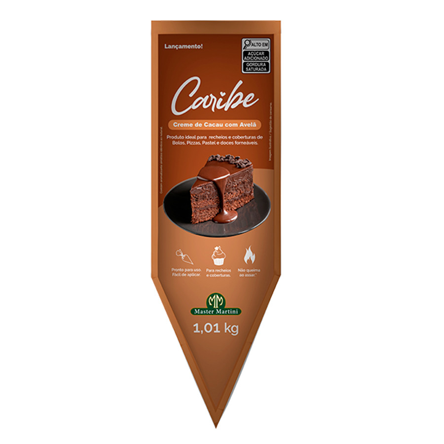 Bisnaga Caribe Creme Cacau Com Avelã 1,01Kg Master Martini