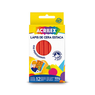 Giz de cera estaca vermelho 12 unidades 507 Acrilex em Oferta na Shopee