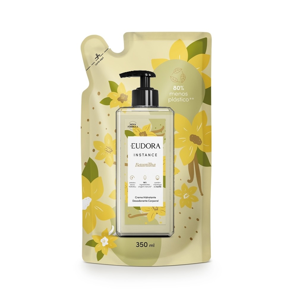 Eudora Instance Baunilha Refil Creme Hidratante Desodorante Corporal  350ml em Oferta na Shopee