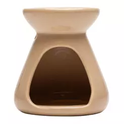 Difusor de Óleos Essenciais com Vela Aromática Lyor Bege de Cerâmica 8cm x 8cm x 8cm para Decorar e Aromatizar Ambientes