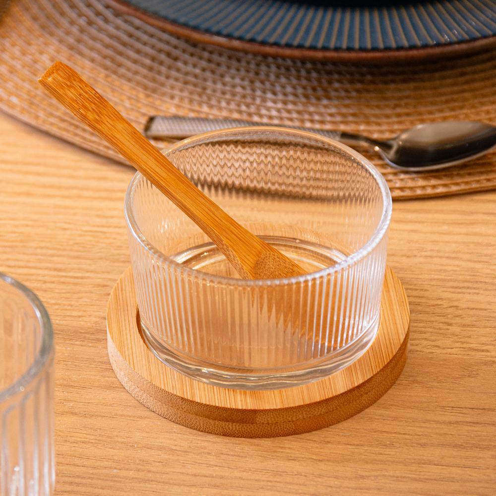 Petisqueira Redonda Lyor Stripes colher bambu suporte Vidro em Oferta na Shopee
