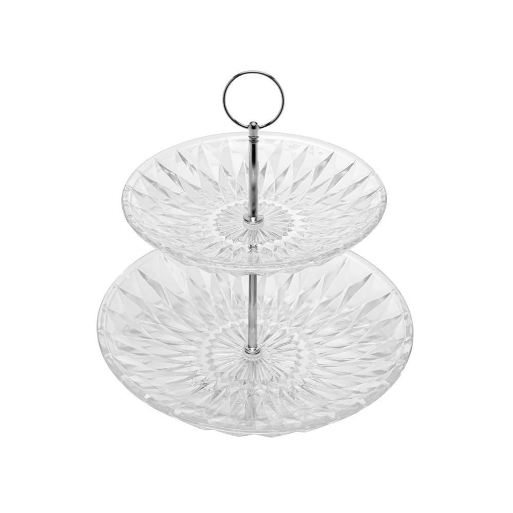 Porta Doces 2 Andares Diamond 25cm Vidro Lyor para Doces Cupcakes Bombons Frutas Sobremesas Mesa Posta Elegante Lar Casa · foto 2