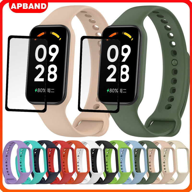 Pulseira Capa Capinha Silicone De Película Com Vidro Para Relógio Smartwatch Xiaomi Band 8 Active /Redmi Band 2