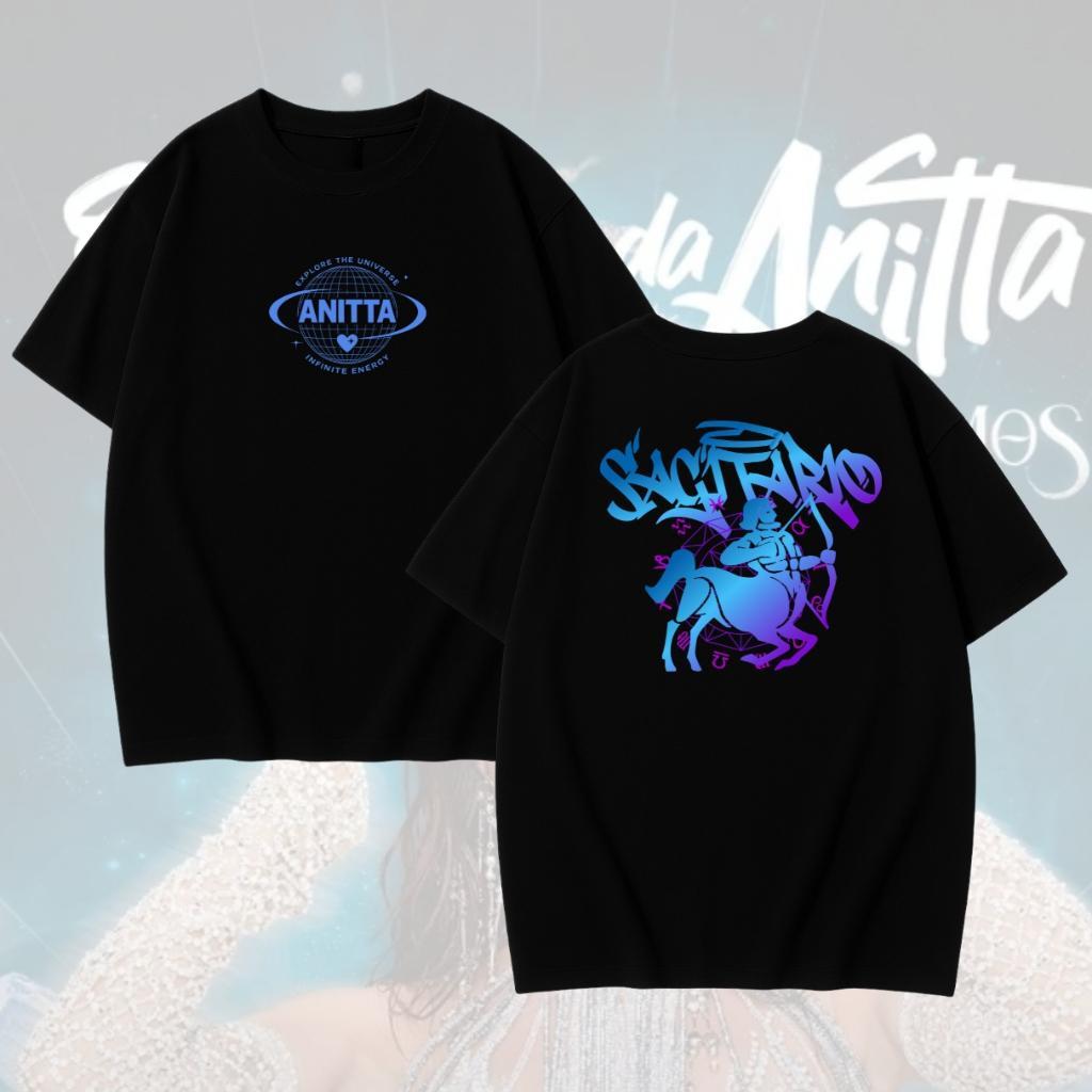 Tshirt Blusa Ensaios da Anitta Cantora Funk Brasil Signo de Sagitário - Camiseta Unissex 100% Algodão Cosmos Universo